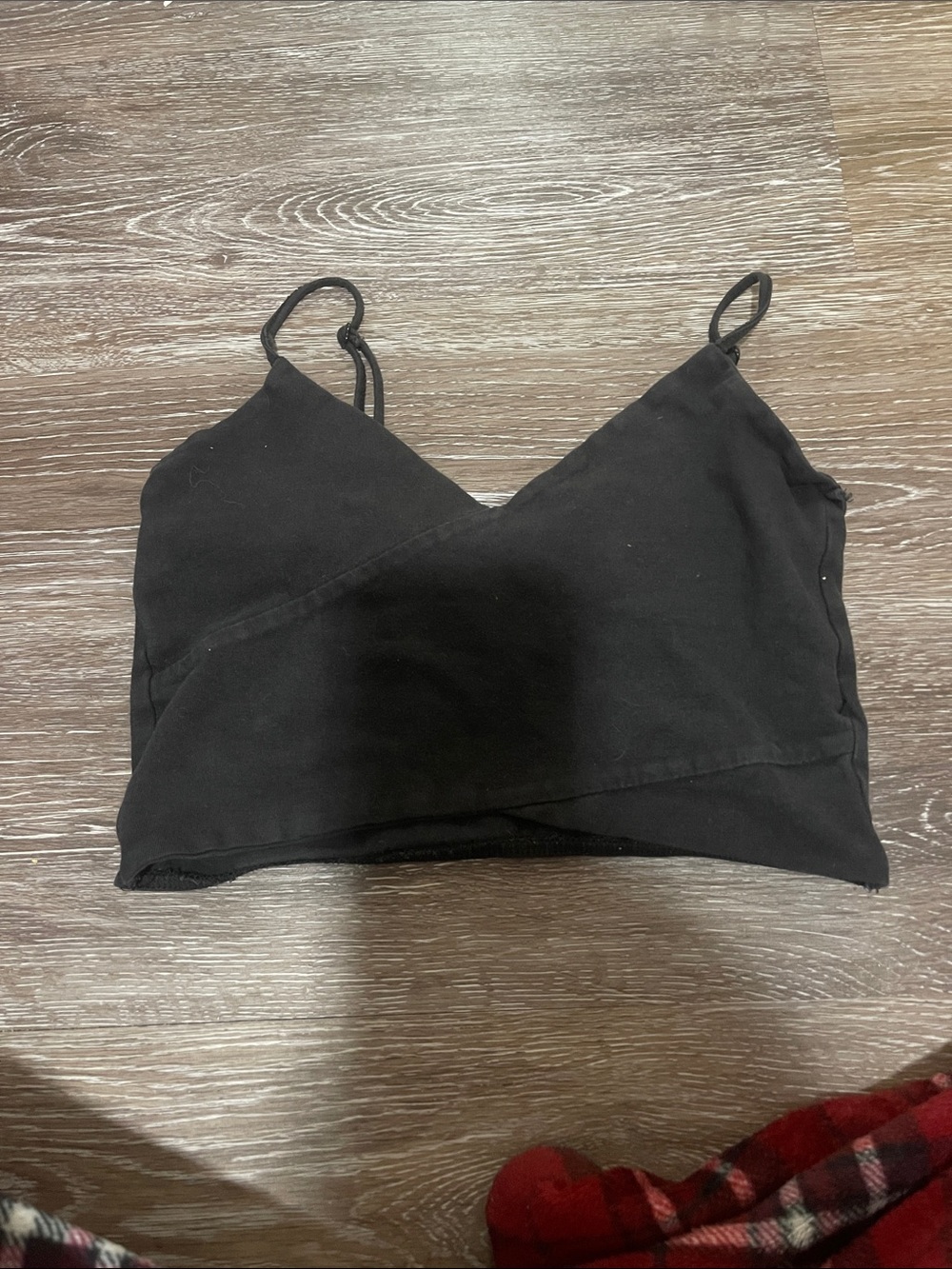 Women's Black Cropped V-Neck Camisole Top